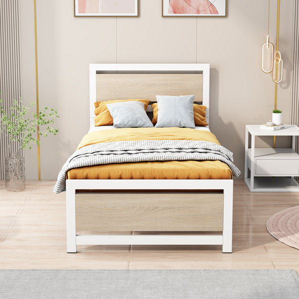 Sand & Stable Troy Bed,Metal and Wood Bed Frame with Headboard and